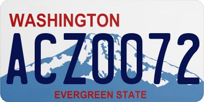 WA license plate ACZ0072