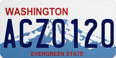 WA license plate ACZ0120