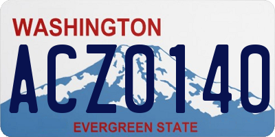 WA license plate ACZ0140