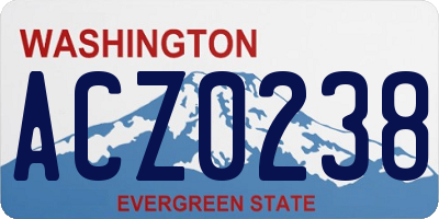 WA license plate ACZ0238