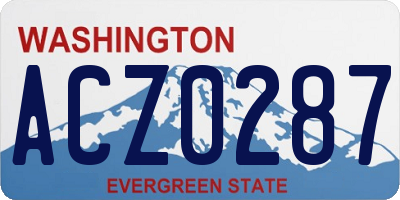 WA license plate ACZ0287