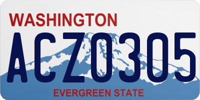 WA license plate ACZ0305