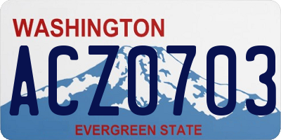 WA license plate ACZ0703