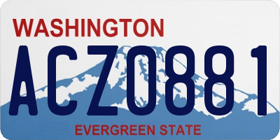 WA license plate ACZ0881