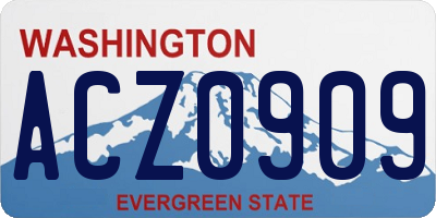 WA license plate ACZ0909