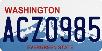 WA license plate ACZ0985