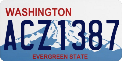 WA license plate ACZ1387