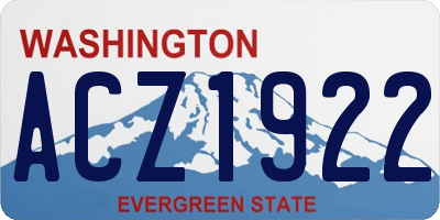 WA license plate ACZ1922