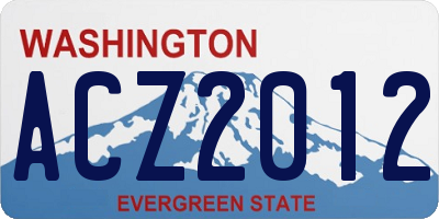 WA license plate ACZ2012