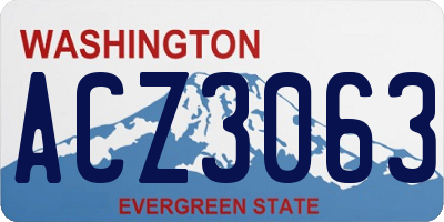 WA license plate ACZ3063