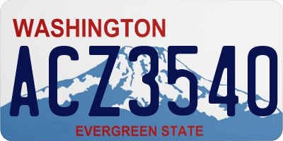 WA license plate ACZ3540