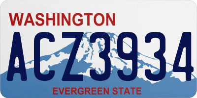WA license plate ACZ3934