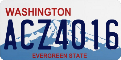 WA license plate ACZ4016