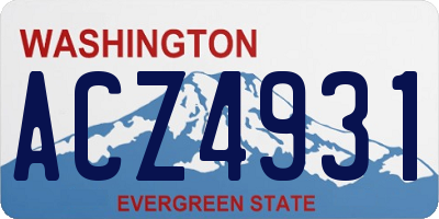 WA license plate ACZ4931