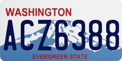 WA license plate ACZ6388