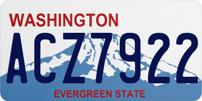 WA license plate ACZ7922