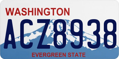 WA license plate ACZ8938