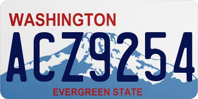 WA license plate ACZ9254