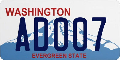 WA license plate AD007