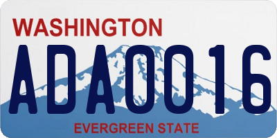 WA license plate ADA0016