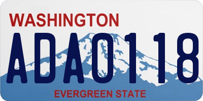 WA license plate ADA0118