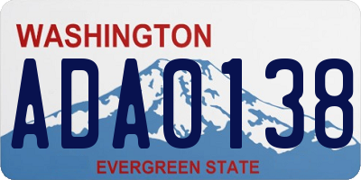 WA license plate ADA0138