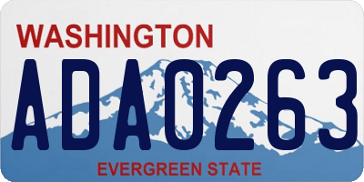WA license plate ADA0263