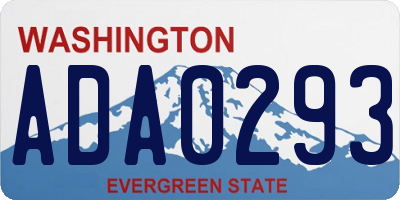 WA license plate ADA0293