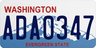 WA license plate ADA0347