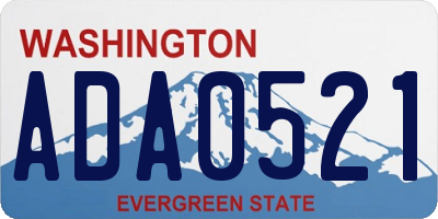 WA license plate ADA0521