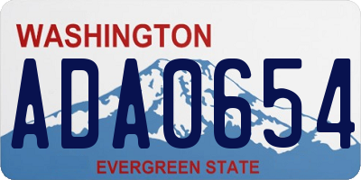 WA license plate ADA0654