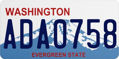 WA license plate ADA0758
