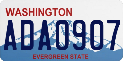 WA license plate ADA0907