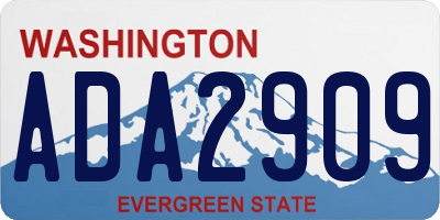 WA license plate ADA2909