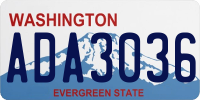 WA license plate ADA3036