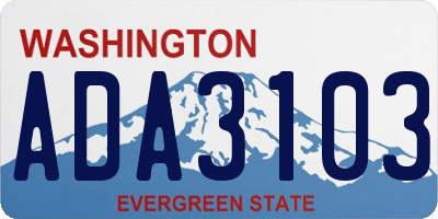 WA license plate ADA3103