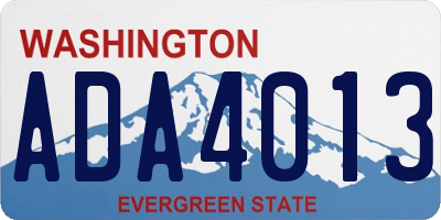 WA license plate ADA4013