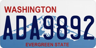 WA license plate ADA9892