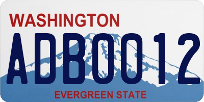 WA license plate ADB0012