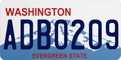 WA license plate ADB0209