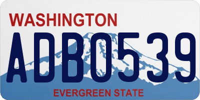 WA license plate ADB0539
