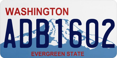 WA license plate ADB1602