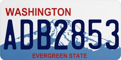 WA license plate ADB2853
