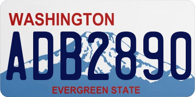 WA license plate ADB2890