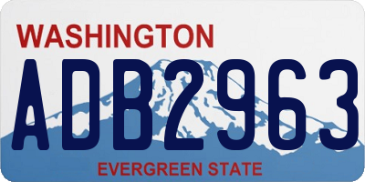 WA license plate ADB2963