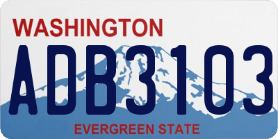 WA license plate ADB3103