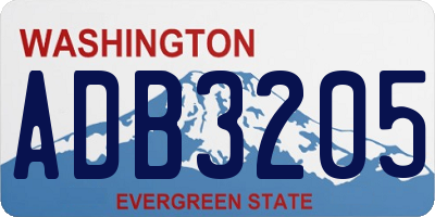 WA license plate ADB3205