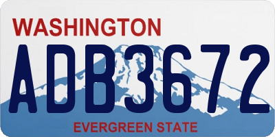 WA license plate ADB3672