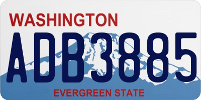 WA license plate ADB3885