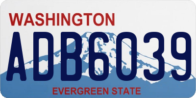 WA license plate ADB6039
